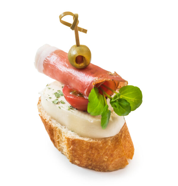 pintxos with cheese and jamon